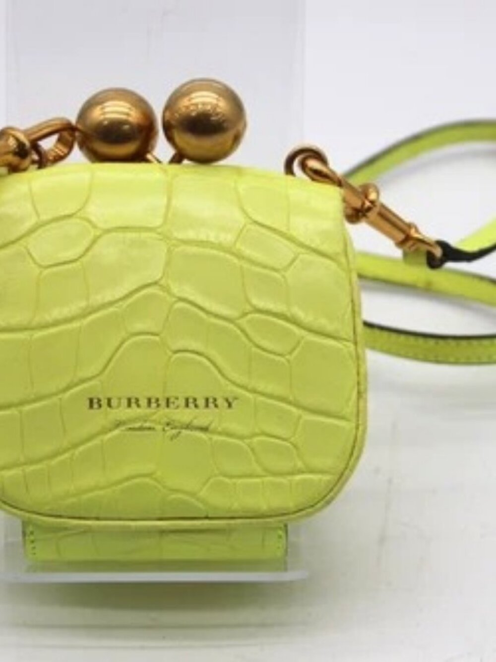 Burberry Alligator Mini Frame Bag Neon Yellow